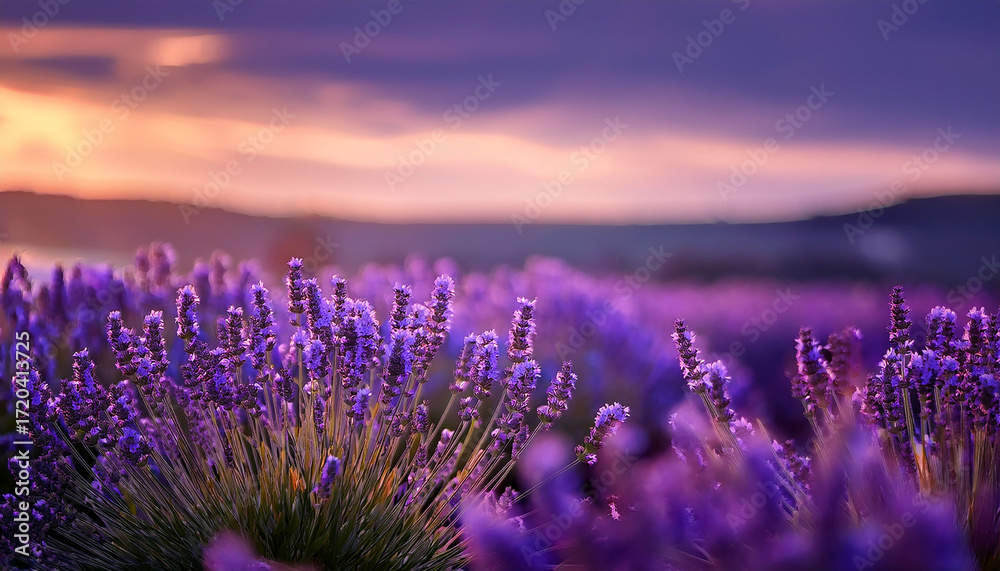 Obraz premium Lavender Blooms At Dusk A Soft Focus Delight