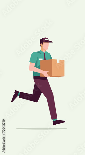 Delivery person running with a package.