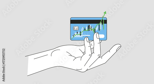 Hand holding a credit card with a fishing hook.