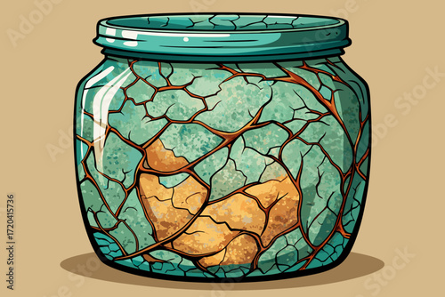 vector of Crackle patina
With anti-crack materials, small and large cracks are created on the surface of the jar, and the underlying color is visible through the cracks.