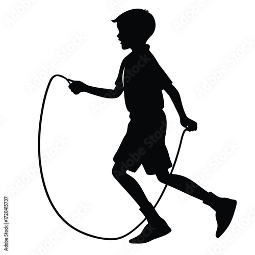 Boy skipping rope silhouette