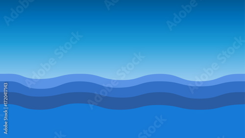 Curved shapes in a multi layer design of water waves in a vector illustration
