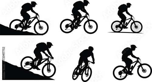 biking, bike, bicycle, sport, silhouette, man, action, male, recreation, activity, hobby, person, cyclist, sports, mountain biking, trail, extreme sport, outdoor 