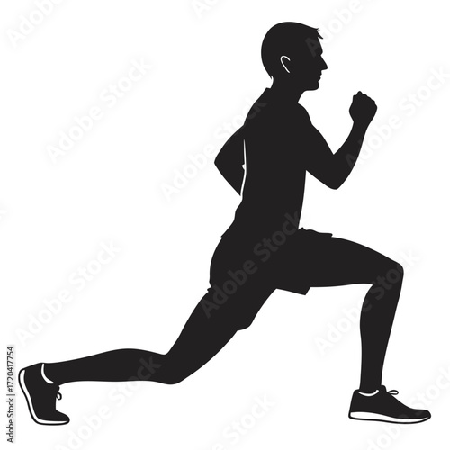 Runner doing lunges silhouette