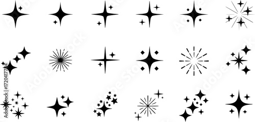 Sparkle vector icons set. Shine symbol illustration. star sign collection.
