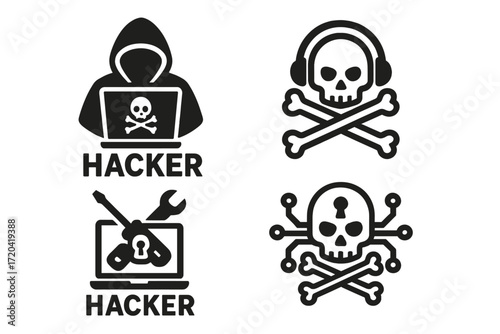 Hacker Icons and Skull & Crossbones