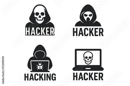 Hooded Figures and Hacking Icons