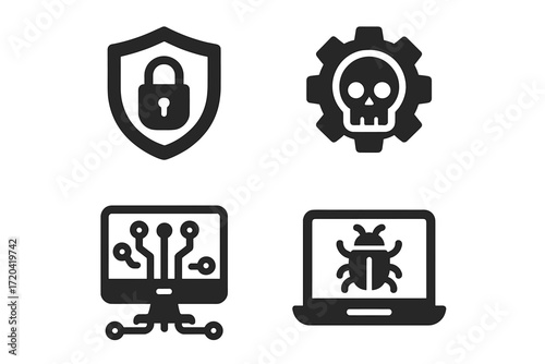 Cybersecurity Badges and Threat Icons
