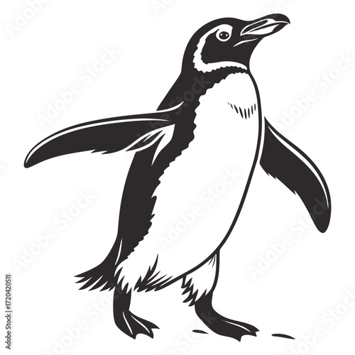 Penguin flapping wings silhouette