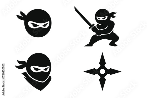 ninja and weapons silhouettes