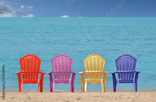 colorful beach chairs