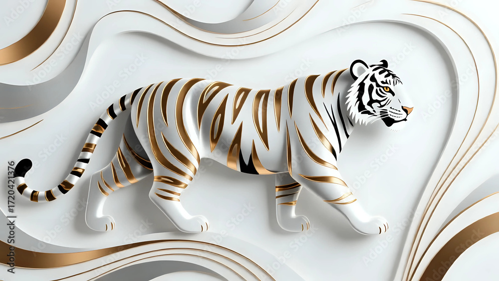 Fototapeta premium Tiger on a white background 