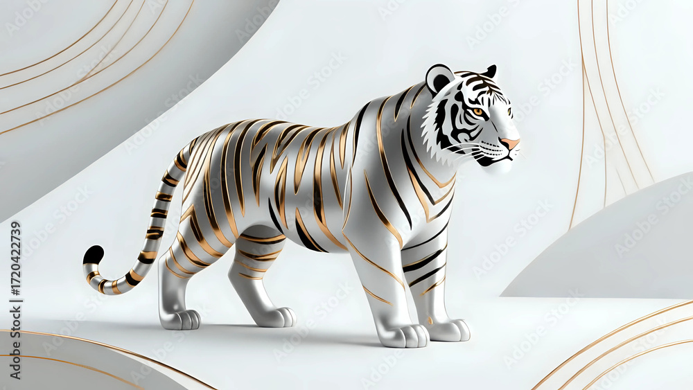Fototapeta premium Tiger on white background