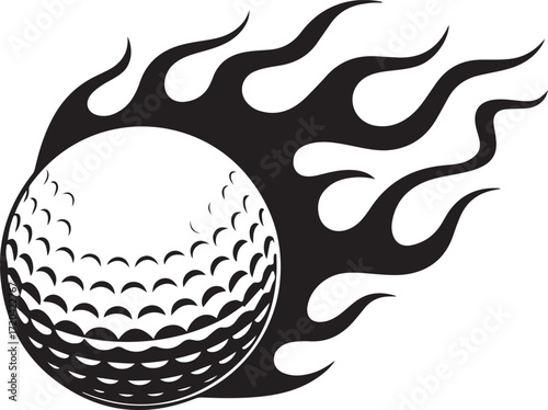 Flaming Golf Ball Vector Illustration Graphic Sport Game Competition Recreation Activity Symbol