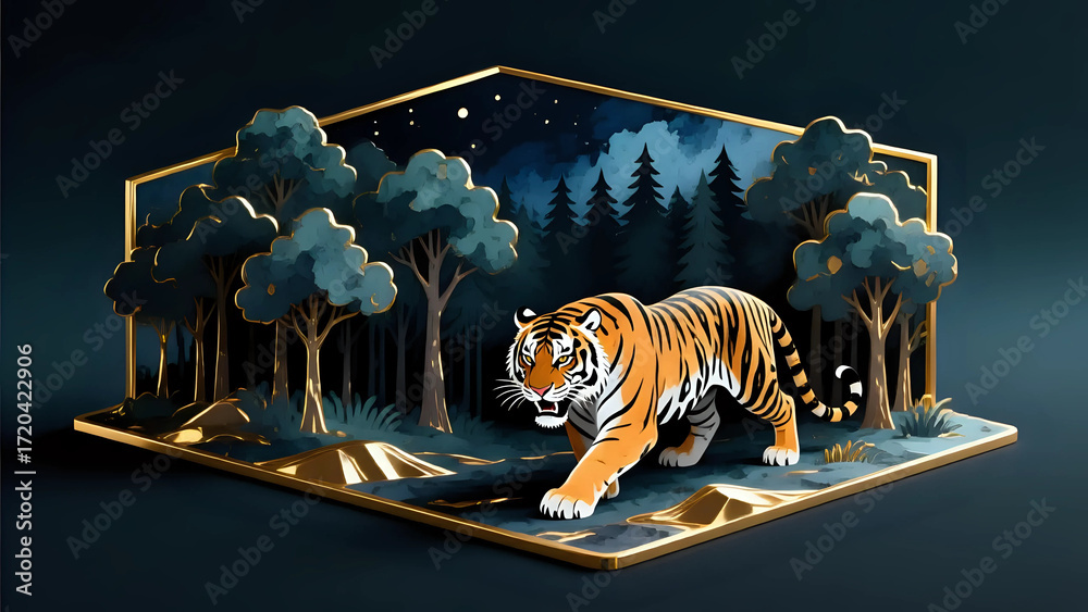 Fototapeta premium Tiger in forest I Wall Decor