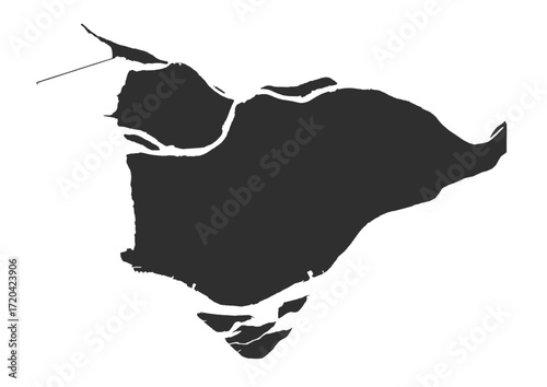 A black silhouette vector map representing the geographical outline of Richwond , ideal for minimalist design.