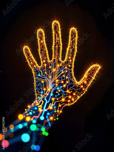 Digital Hand Futuristic Connection and Technology