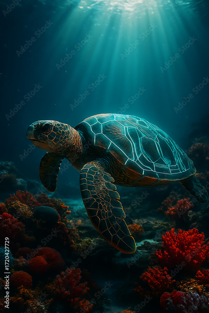 Obraz premium sea turtle swimming