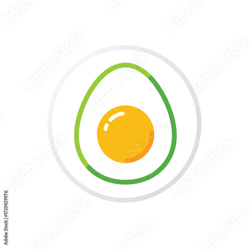 Stylized illustration of a halfboiled egg with a yolk