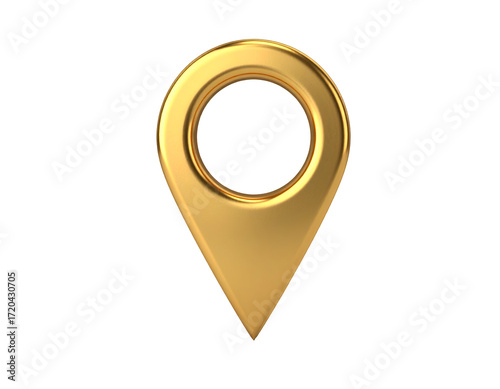A shiny golden location pin icon representing navigation and mapping in a digital environment.