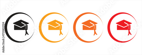 graduation cap icon set in a circle, education and academic symbol