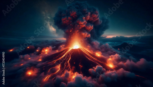 A volcanic eruption moment, Ai generated image