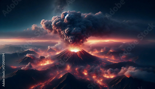 A volcanic eruption moment, Ai generated image