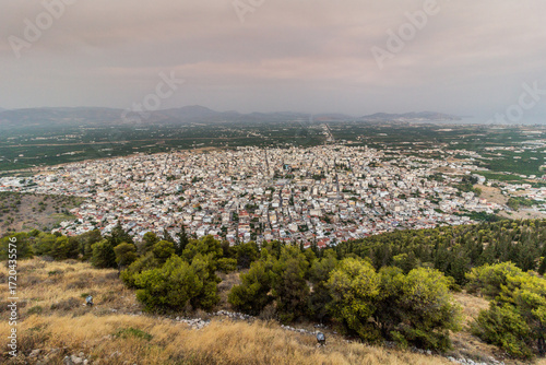 Aerial view of Argos city on Peloponnese peninsula, Greece