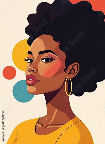 Portrait of an African American woman in vintage vector style on white background