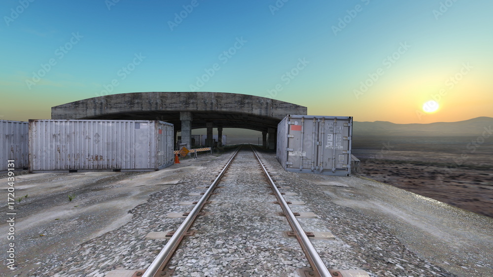Fototapeta premium 車両基地 3DCGレンダリング