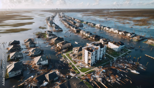 A climate change flood disaster, Ai generated image