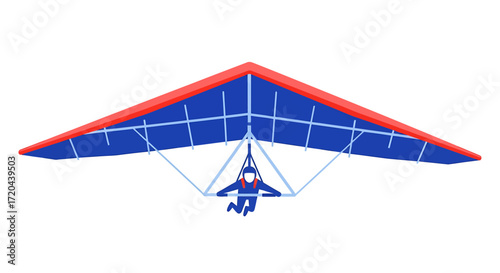 Hang Gliding Flat Vector Illustration on White Background