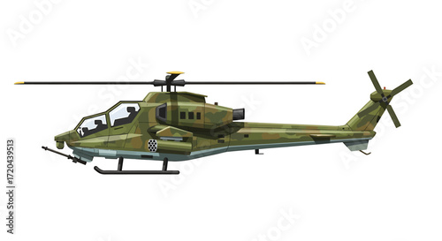 Military Helicopter Illustration, Camouflage Design
