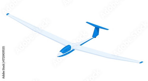 Isometric Vector Illustration of a Glider Airplane on White Background