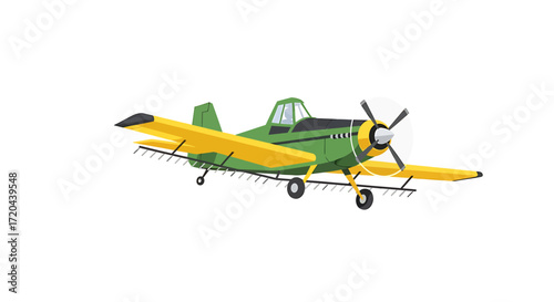 Stylized Illustration of a Crop Duster Plane in Flight