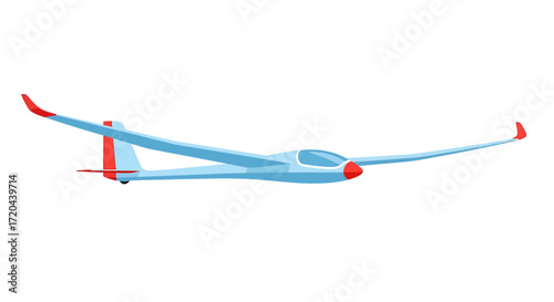 Light Blue and Red Glider Plane Vector Illustration on White Background