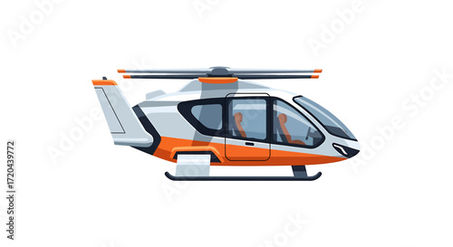 Modern Vector Helicopter Illustration on White Background