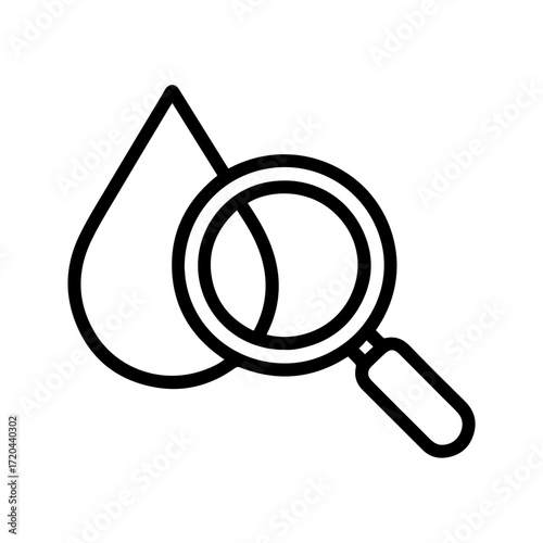 Detailed analysis of a single drop using a magnifying glass for a focused look at water quality and purity, highlighting the importance of hydration and research