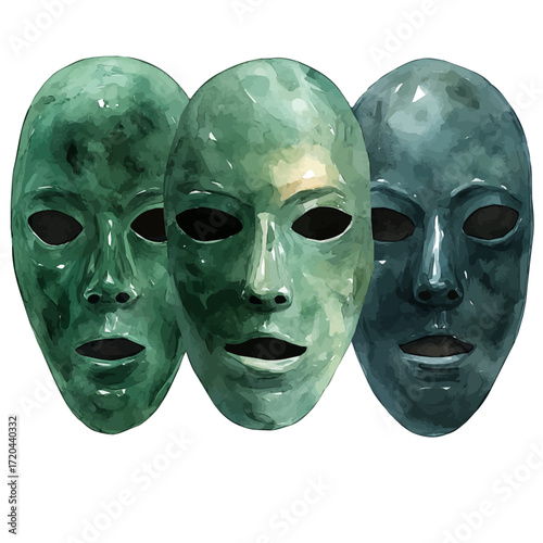watercolor vector of Korean Mud Masks, isolated on a white background.