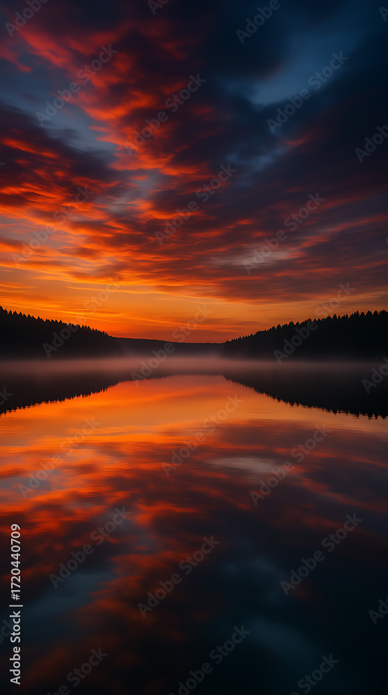 Fototapeta premium sunset over the lake