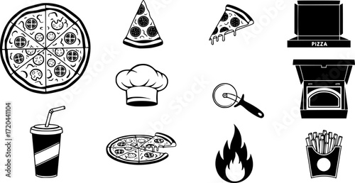 Pizza icon vector set. collection. Fast food symbol. Food logo.
