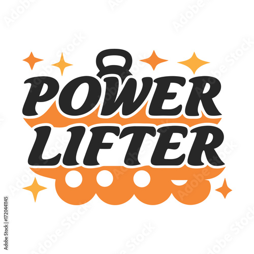 Motivational Powerlifter Design with Kettlebell and Stars for Gym Enthusiasts