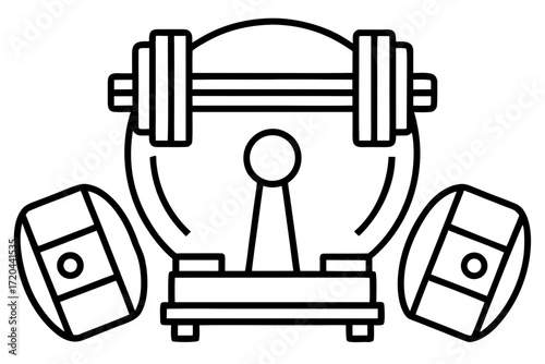 Minimal Line Art Fitness and Gym Equipment Icons Vector on White Background