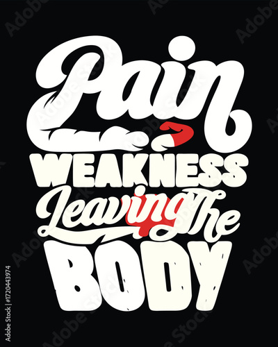 Motivational Gym Graphic Pain is Weakness Leaving the Body