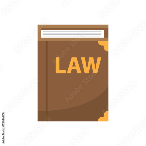 A brown book with LAW in yellow text and decorative gold corners