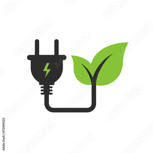Embrace clean energy with this symbolic leaf and plug icon, promoting sustainability and environmental consciousness in a modern, eye catching design