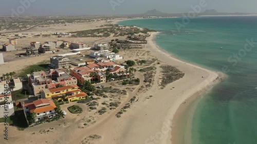 Aerial view of sal rei with its beaches and buildings on a sunny day