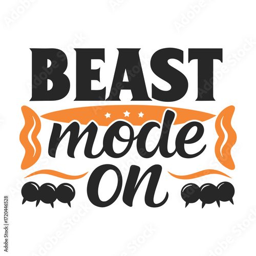 Motivational Fitness Graphic with Beast Mode On Typography