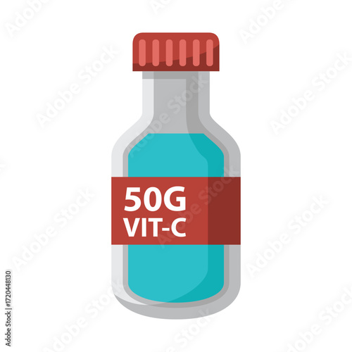 A cartoon bottle of vitamin C solution