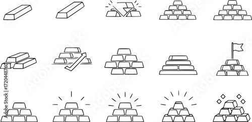 Simple line set of gold icons.